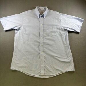 Arrow Mens Wrinkle Free Oxford Shirt Blue Short Sleeve Button Down 17.5 USA Made